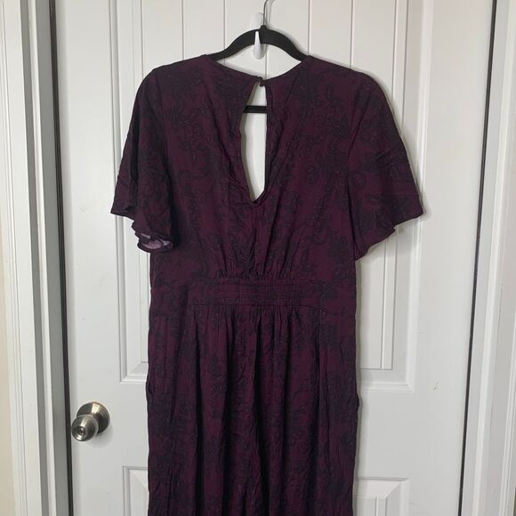 Torrid Purple animal snake Maxi Dress Flutter Sleeve V-Neck Romantic Size large - Picture 5 of 7